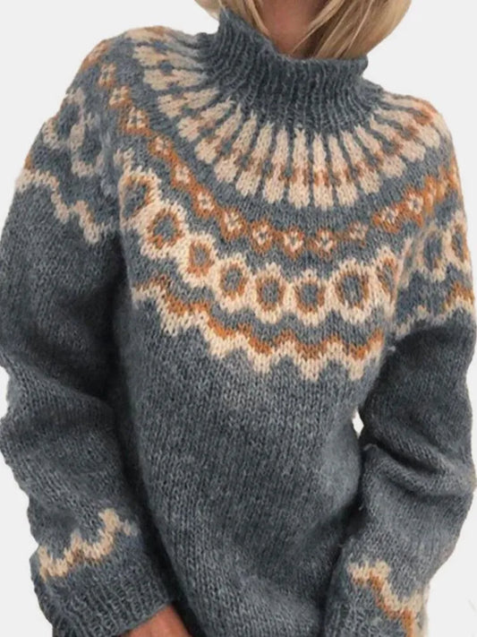Cashmere Fair Isle Mock Neck Sweater