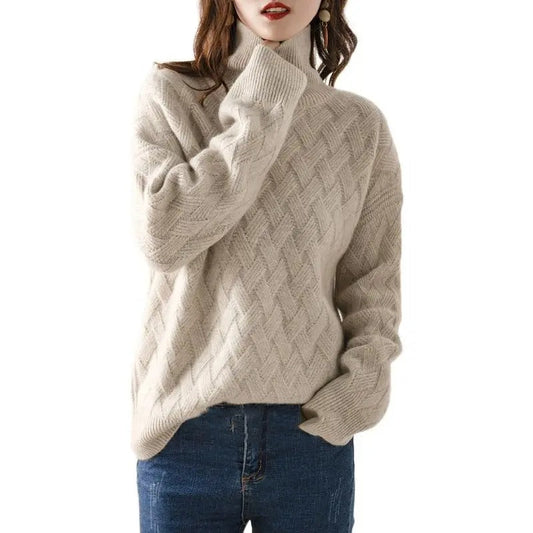 Cable Knit Cashmere Turtleneck Sweater