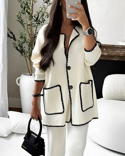 Contrast Trim Knit Set