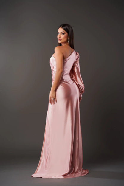 Satin One Shoulder Dress