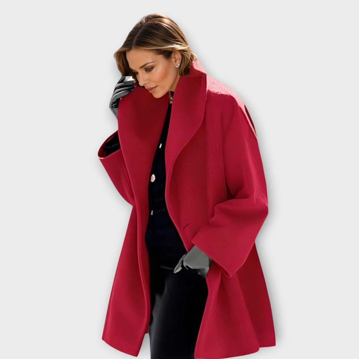 Wool Blend Oversized Shawl Collar Coat