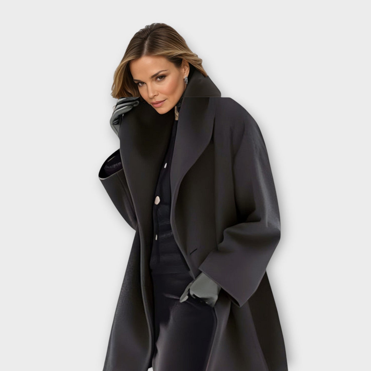 Wool Blend Oversized Shawl Collar Coat