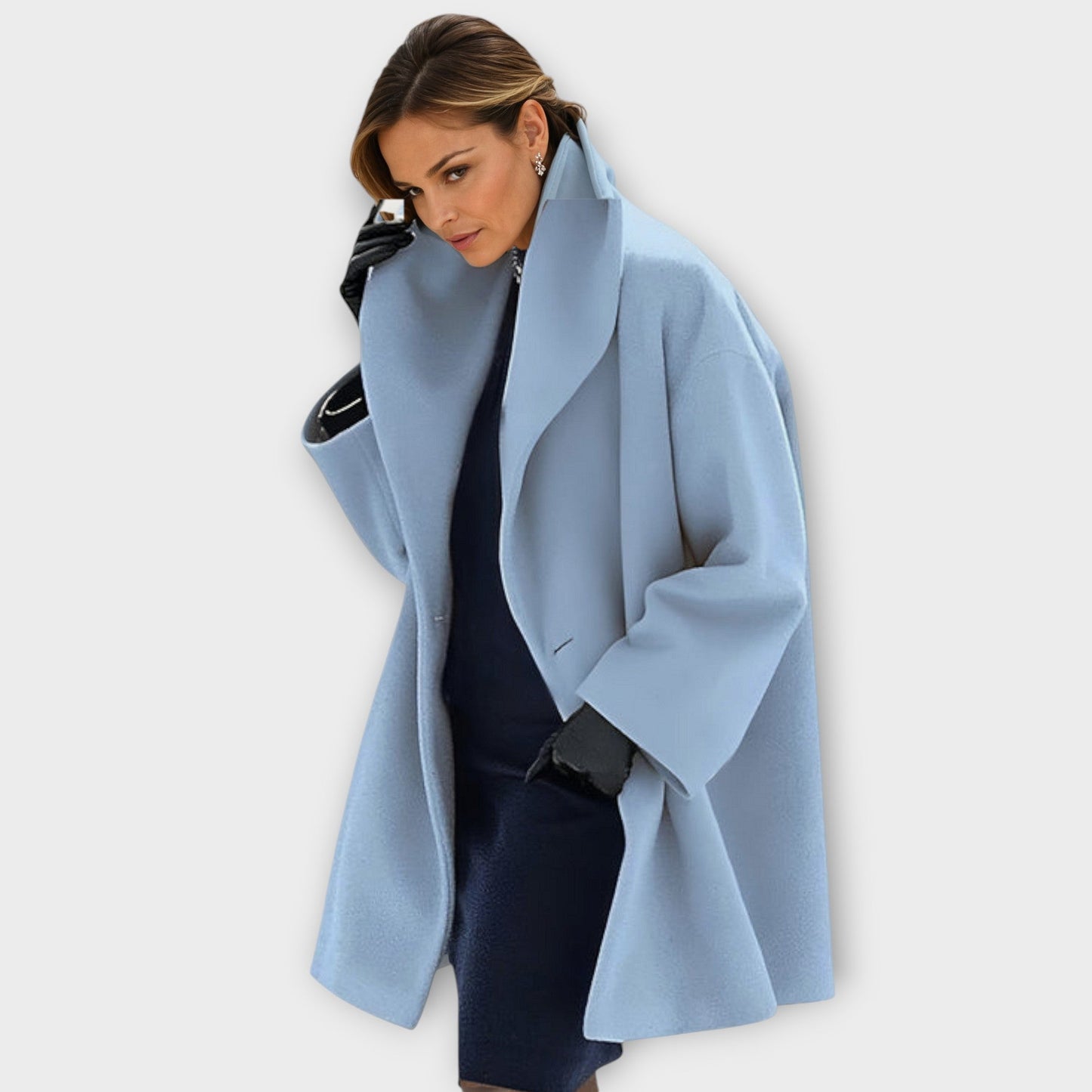 Wool Blend Oversized Shawl Collar Coat