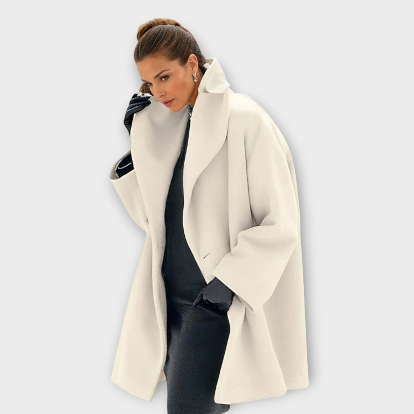Wool Blend Oversized Shawl Collar Coat