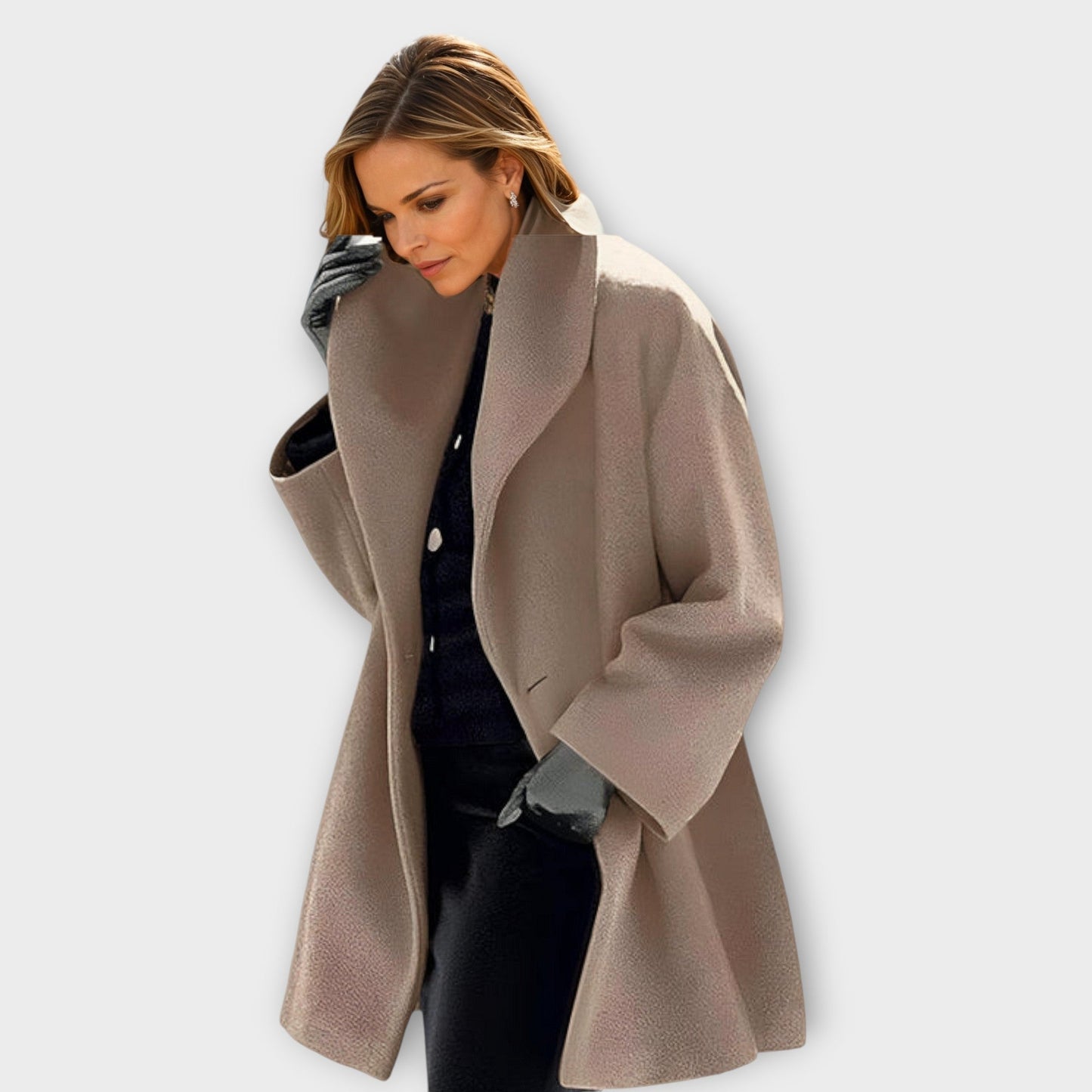 Wool Blend Oversized Shawl Collar Coat