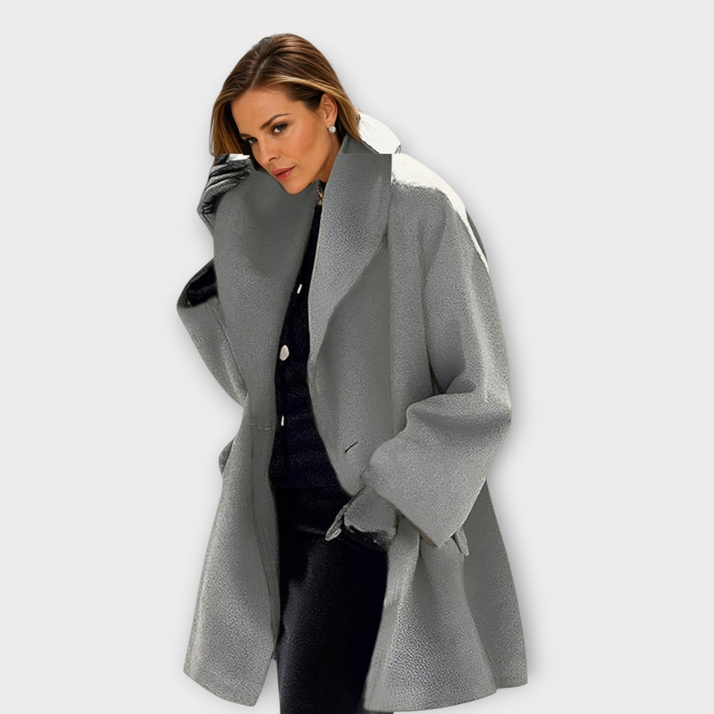 Wool Blend Oversized Shawl Collar Coat