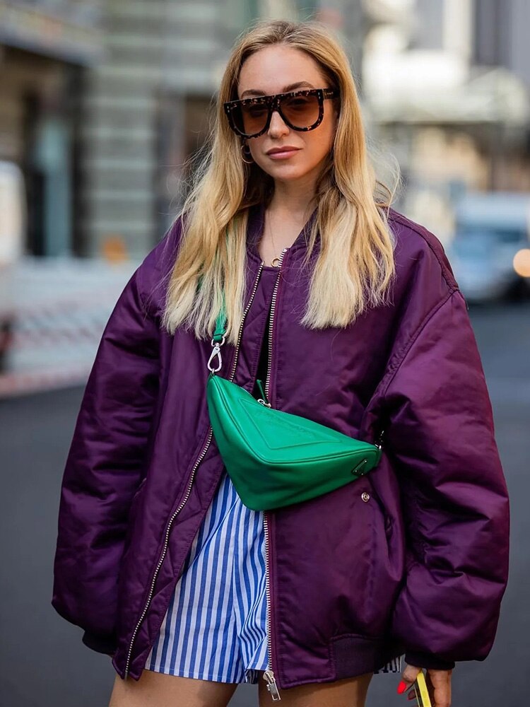 Women’s Bomber Jacket – Zip Front Casual Outerwear